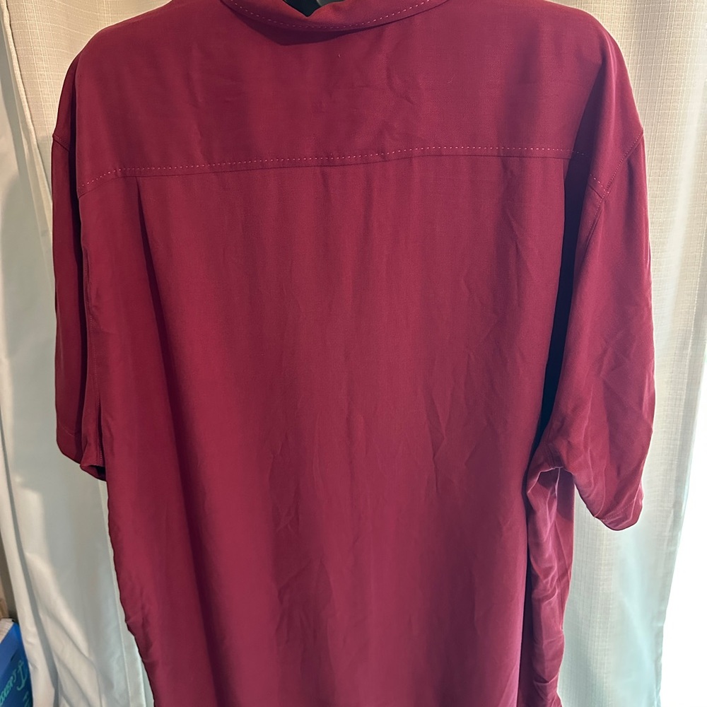 Tommy Bahama Men's Short-Sleeve Silk Camp Shirt Dark Red 2XLB - Picture 3 of 6